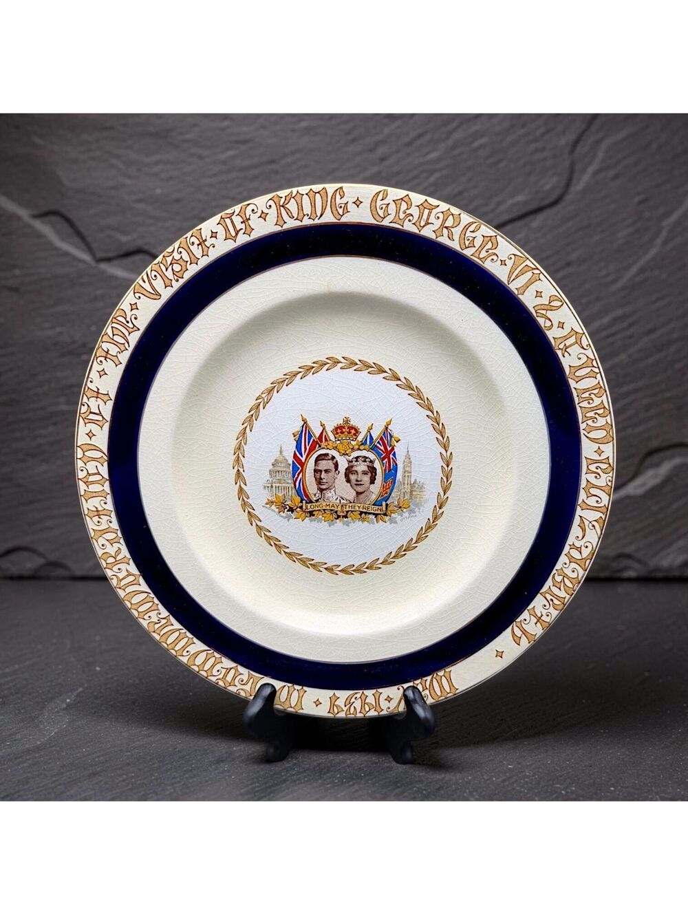 Vtg 1939 King George VI Queen Elizabeth Royal Visit Plate Canada USA 10.5"
